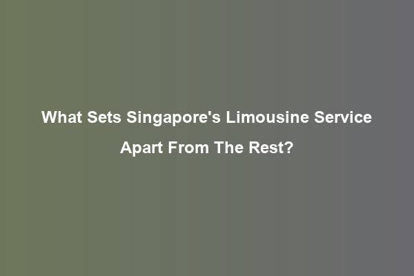 What Sets Singapore's Limousine Service Apart From The Rest?