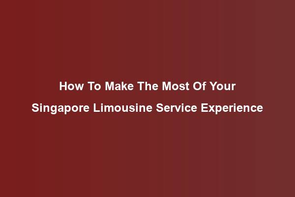 How To Make The Most Of Your Singapore Limousine Service Experience