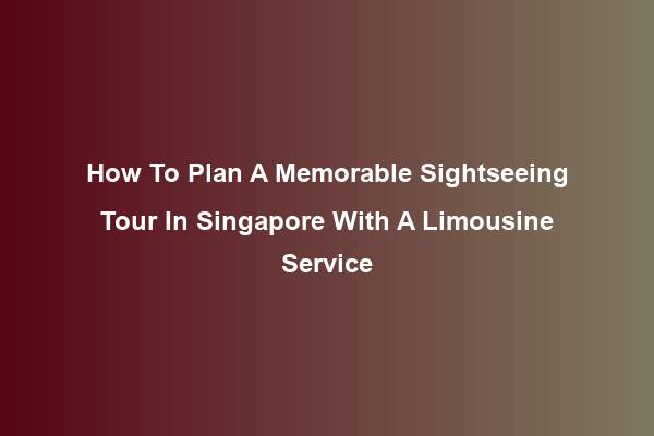 How To Plan A Memorable Sightseeing Tour In Singapore With A Limousine Service